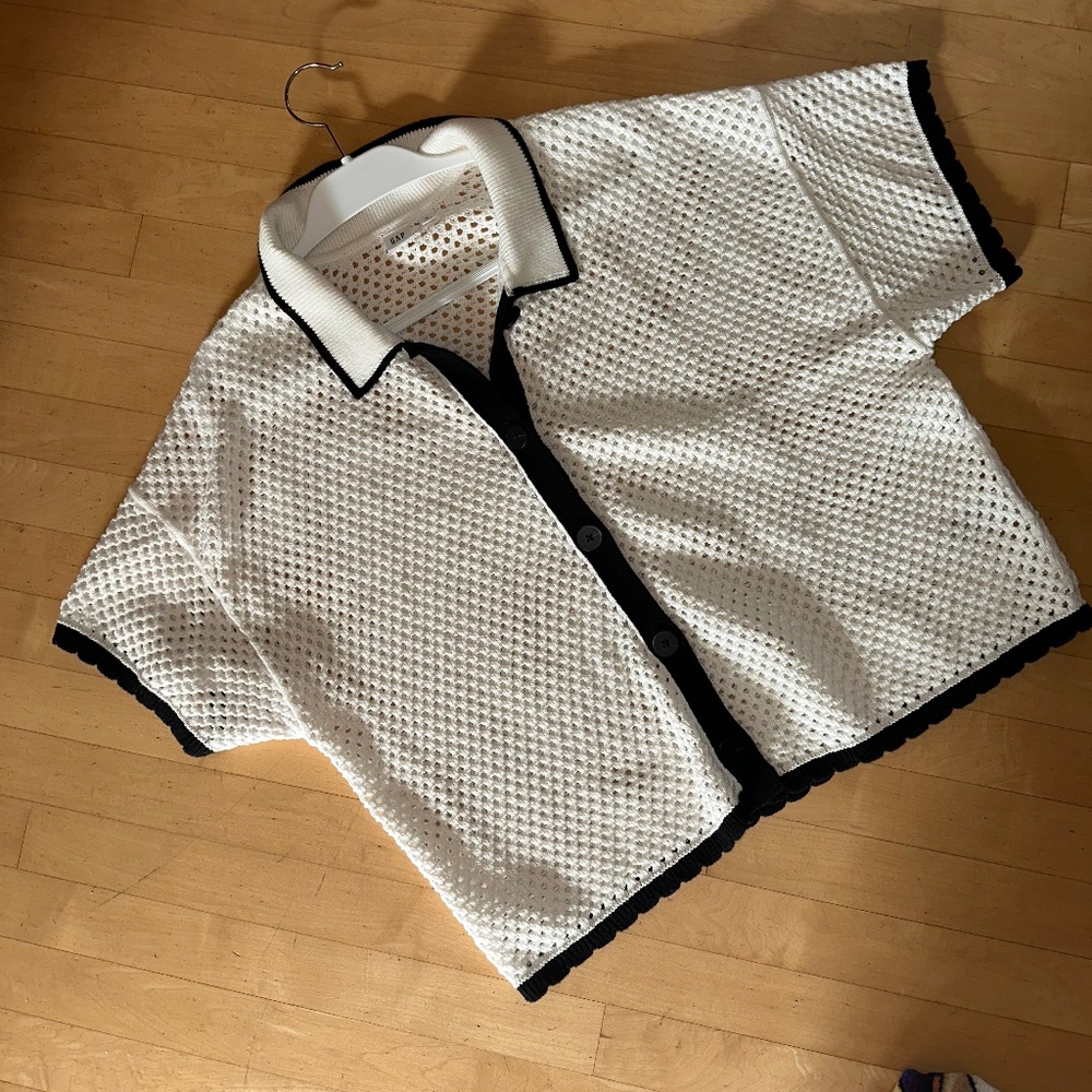 GAP off white /Milk open crochet cardigan, XL, PG1480 - Picture 3 of 7
